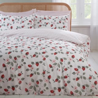 Country Rustic Strawberry Printed Duvet Set - King