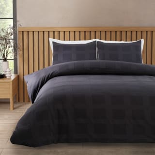 Japandi Calm Black Check Duvet Set - Double