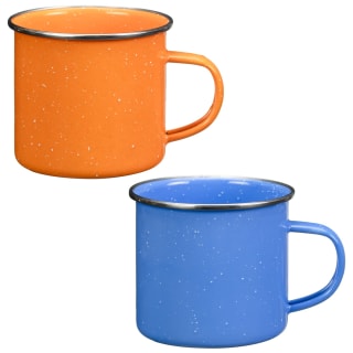 Outdoor Adventure Camping Enamel Mugs 2pk - Blue & Orange