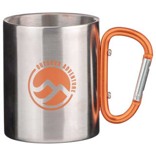 Outdoor Adventure Steel Mug with Carabiner Handle - Orange