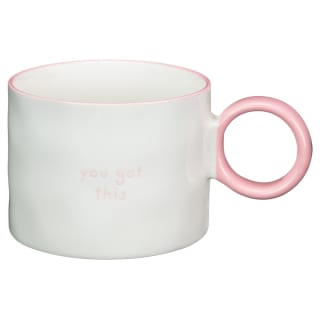 Round Handle Slogan Mug - Pink