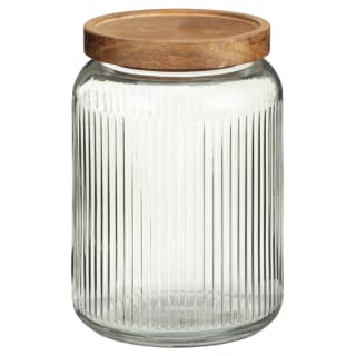 Ribbed Storage Jar with Acacia Lid 1.7L