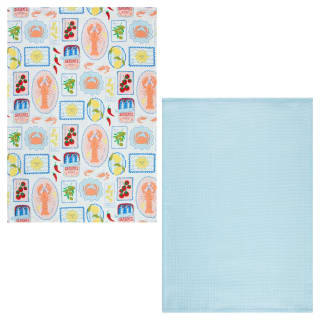 Mediterranean Printed Tea Towels 2pk