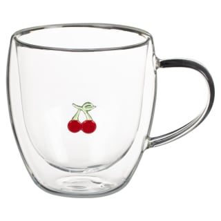 Double Wall Cherry Glass Mug