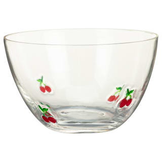 Glass Fruits Embossed Bowl - Cherry