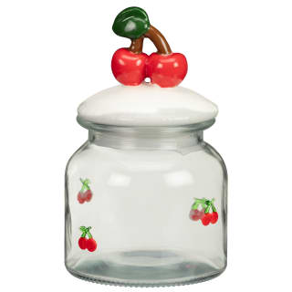 Fruit Embossed Glass Jar - Cherry