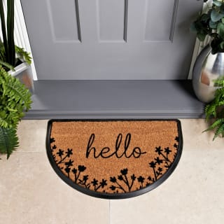 Hello Half Circle Coir Doormat