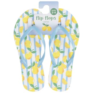 Ladies Lemon Print Flip Flops Sizes 3-8