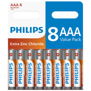 Philips AAA Extra Zinc Chloride Batteries 8pk