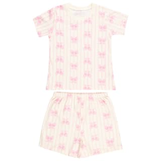 Sleep & Dream Younger Kids Short Pyjamas Sizes 5-9yrs - Pink Bows