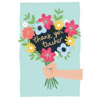 Thank You Teacher Card - Flowers