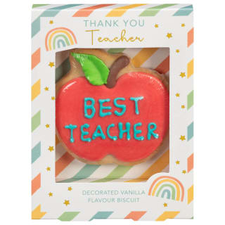 Thank You Teacher Decorated Vanilla Biscuit - Apple