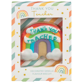 Thank You Teacher Decorated Vanilla Biscuit - Rainbow