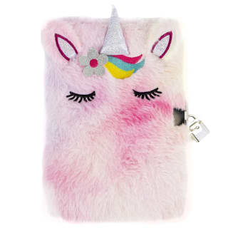 Fluffy Lockable Notebook - Unicorn