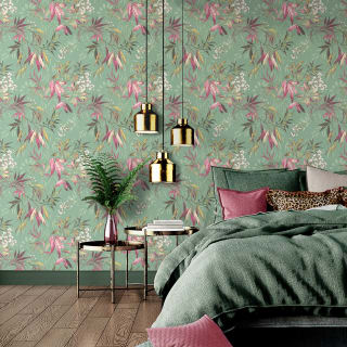Kanata Leaf Wallpaper - Pink & Sage