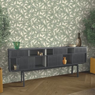 Grasscloth Leaf Textured Wallpaper - Green
