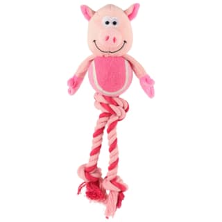 Farm Animal Tennis Ball Rope Toy - Pig