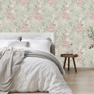Fresco Ella Floral Green & Pink Wallpaper
