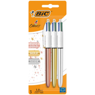 Bic 4 Colour Metallic Pens 3pk