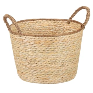 Natural Woven Basket with Handles - Brown