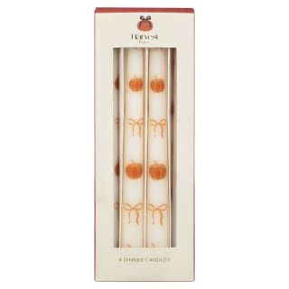 Harvest Pumpkin & Bow Dinner Candles 4pk