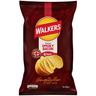 Walkers Crisps 6 x 25g - Smoky Bacon