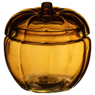Mini Glass Pumpkin Jar - Amber