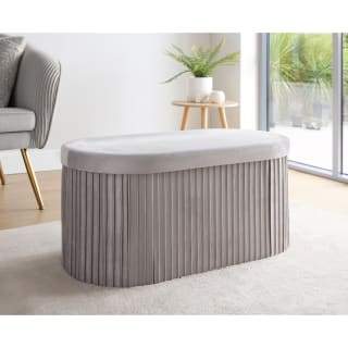 Home Collection Curved Pleated Ottoman - Grey