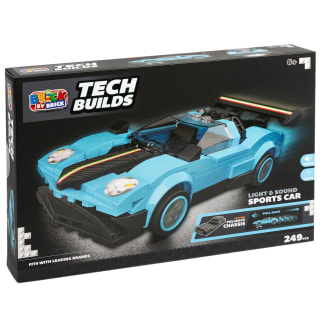 Brick by Brick Tech Builds Light & Sound Sports Car - Blue