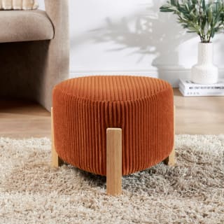Barney Corduroy Footstool - Orange