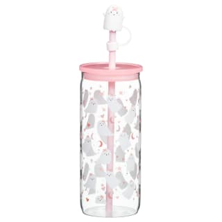 Halloween Glass Tumbler & Straw - Ghost