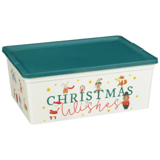Festive Opaque Printed Storage Box 11L - Green