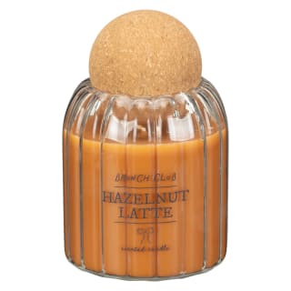 Brunch Club Ribbed Jar Scented Candle With Cork Ball Lid - Hazelnut Latte