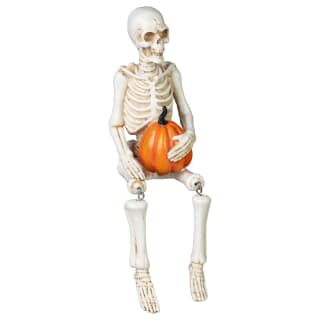 Resin Skeleton Shelf Sitter - Pumpkin