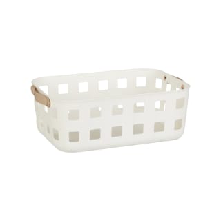 Lattice Weave Storage Basket with Leatherette Handles 10L