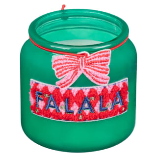 Glass Candle with Felt Front Sticker - Fa La La
