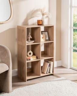 Slatted 6 Cube Unit - Oak Effect