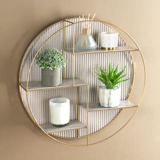 Arlo Round Wall Shelf - Cashmere & Gold