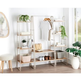 436241-436243-4-tier-narrow-storage-rack-and-garment-rail-with-2-shelves
