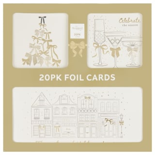 All Wrapped Up Foil Christmas Cards 20pk - Gold