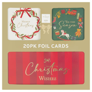 All Wrapped Up Foil Christmas Cards 20pk - Traditional