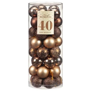 Merry Moments Mini Baubles 40pk - Brown