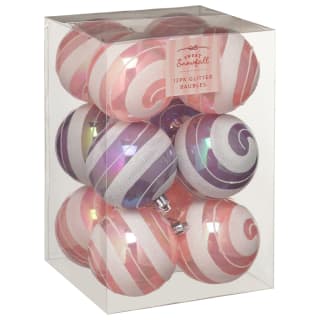 Sweet Snowfall Glitter Baubles 12pk