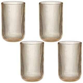 Home Glass Ribbed Tumblers 4pk - Brown