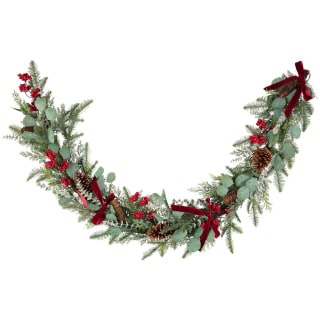 Red Berry Bow Garland 180cm