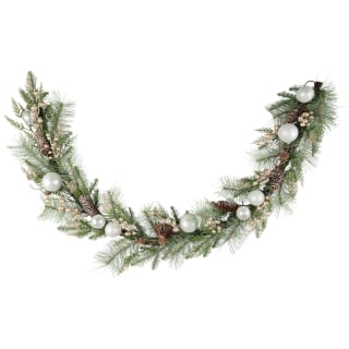 Frosted Pre-Lit Garland with Champagne Bow 6ft