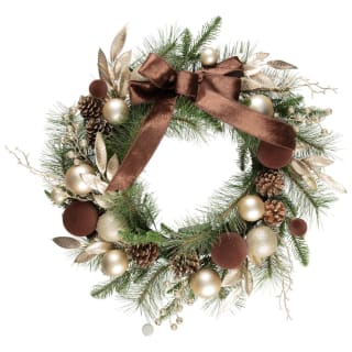 Brown Pre-Lit Wreath 70cm
