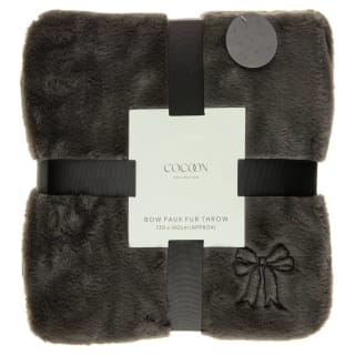 Cocoon Black Bow Faux Fur Throw