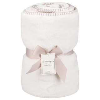 Home Collection Blanket Stitch Trim Throw - Cream
