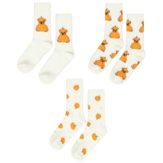 Kids' Teddy Pumpkin Fleece Socks 3pk - 9-3